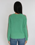 ASTRID PULL COL V MINT/BEIGE CHINE