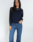 GABBY PULL COL ROND NAVY/ECRU