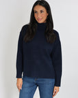 CELINA PULL COL ROULÉ NAVY