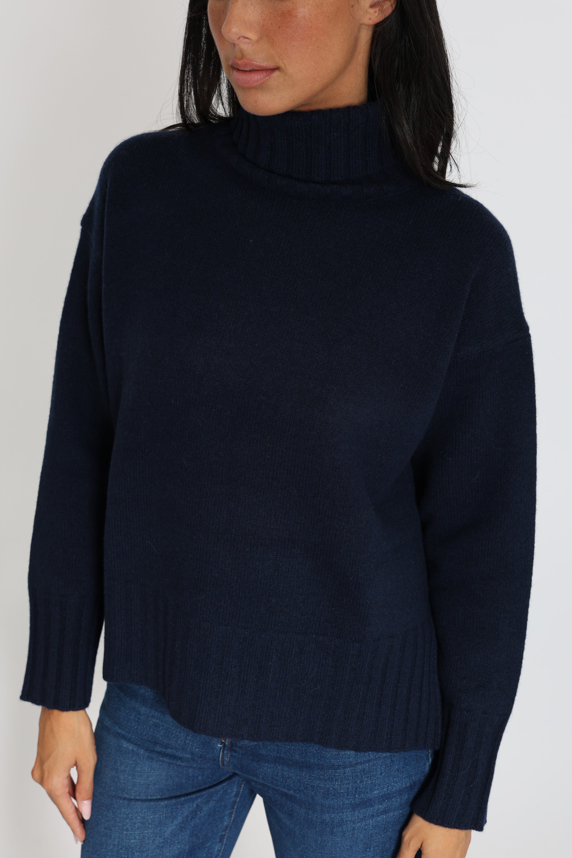 CELINA PULL COL ROULÉ NAVY