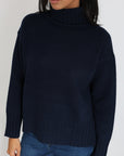 CELINA PULL COL ROULÉ NAVY