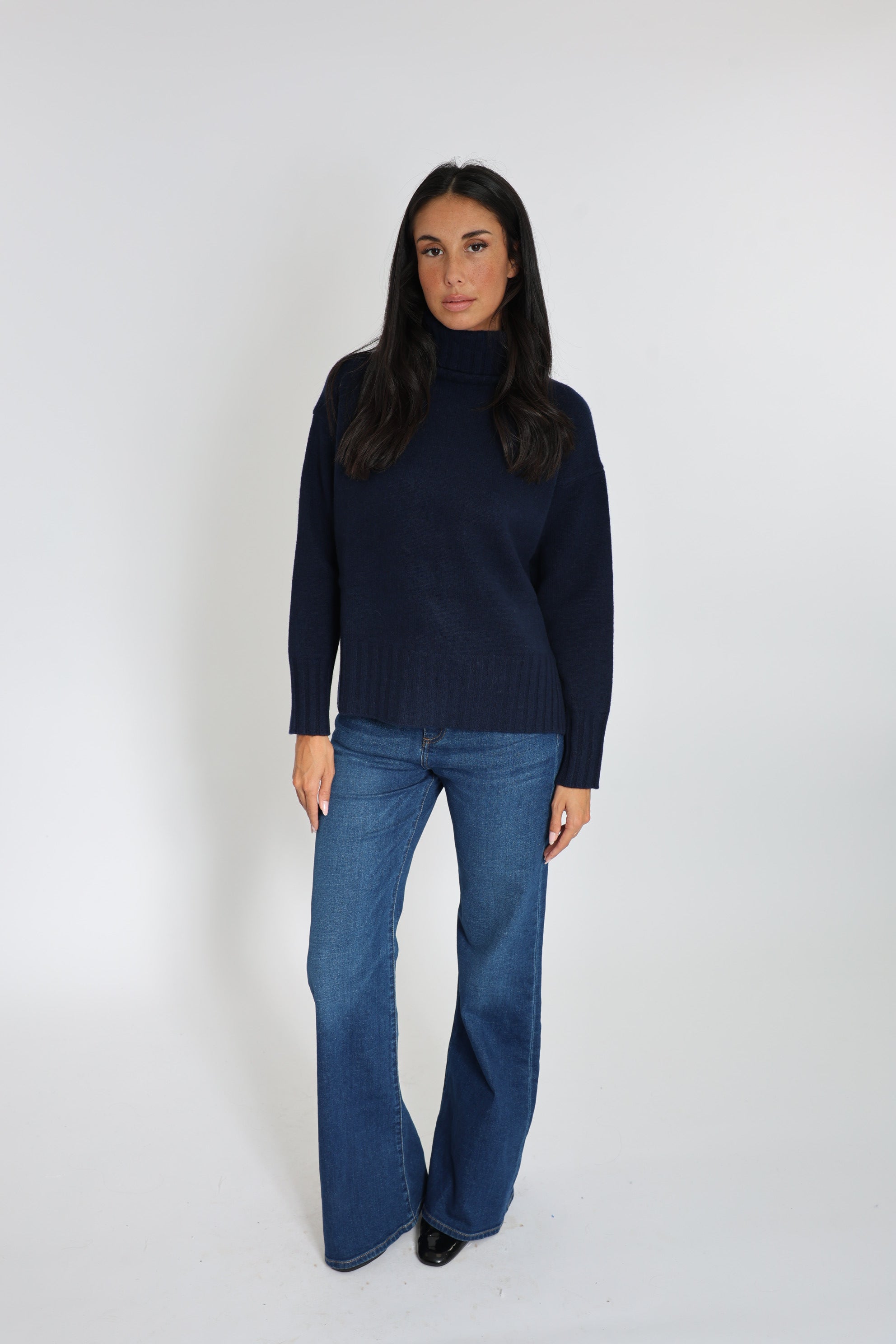 CELINA PULL COL ROULÉ NAVY