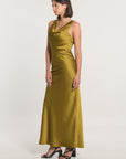 ROBE LONGUE SATIN PATTY BRONZE