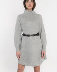 ROBE COL ROULÉ MANDY GRIS CHINÉ