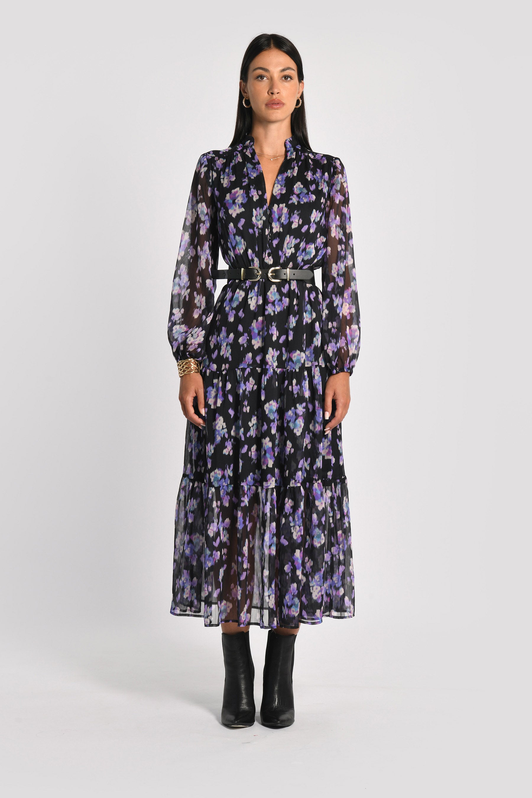 ROBE LONGUE FLEURS MADISON MULTI VIOLET