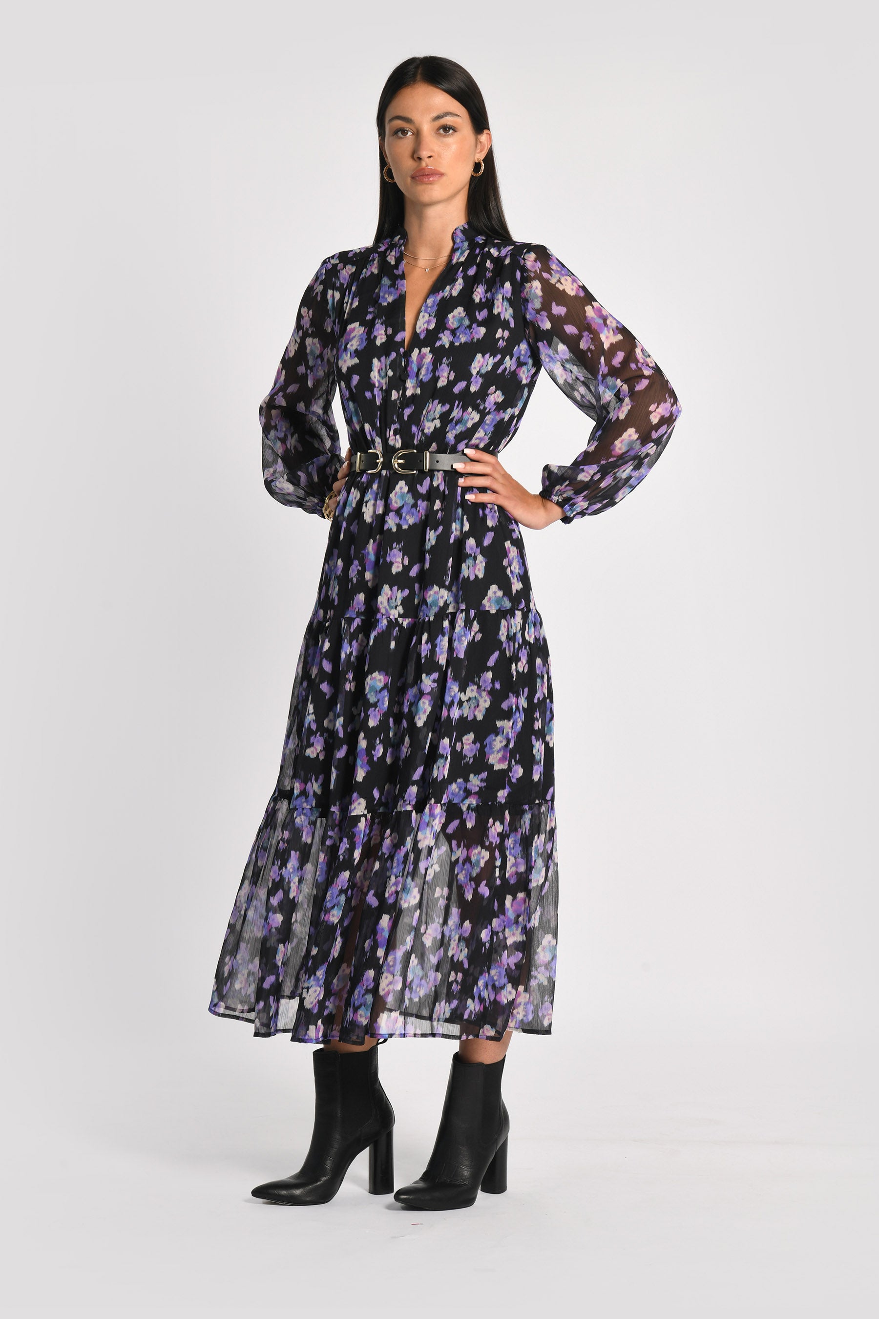 ROBE LONGUE FLEURS MADISON MULTI VIOLET