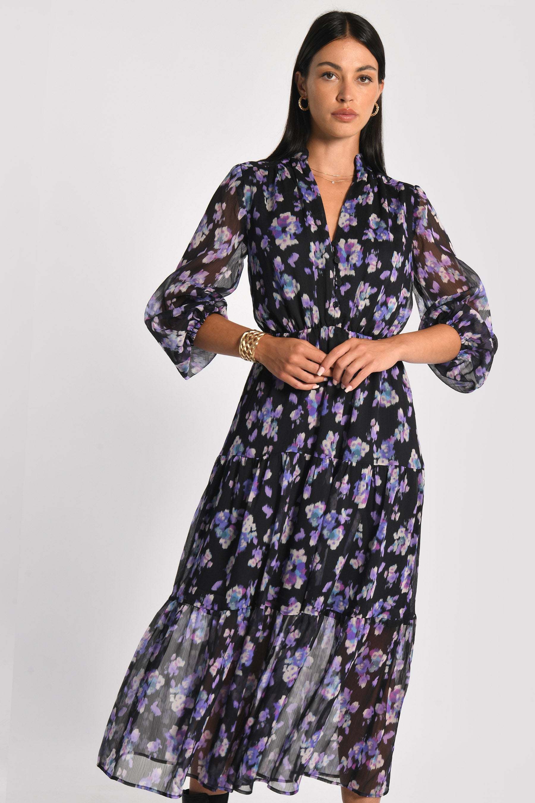 ROBE LONGUE FLEURS MADISON MULTI VIOLET