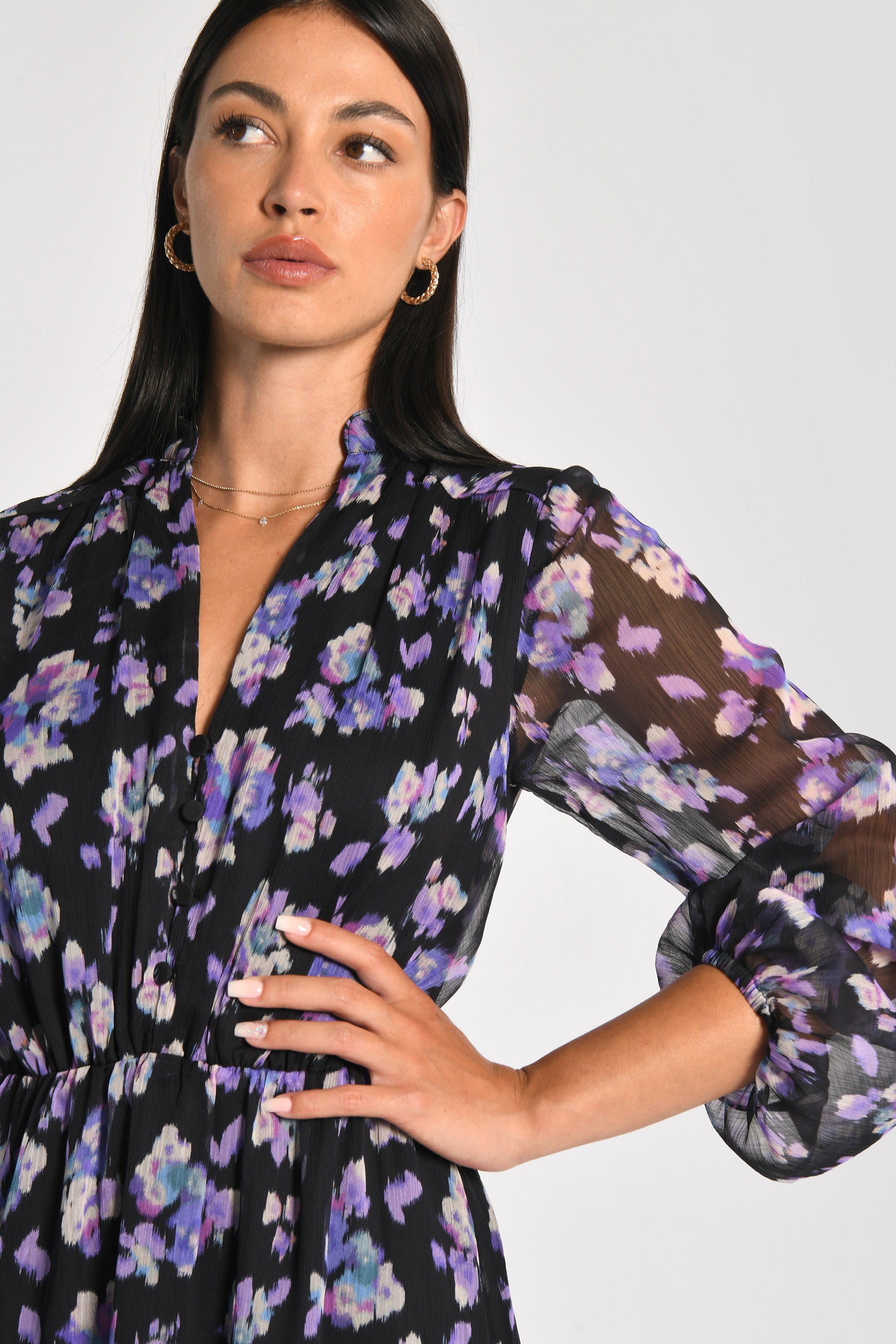 ROBE LONGUE FLEURS MADISON MULTI VIOLET