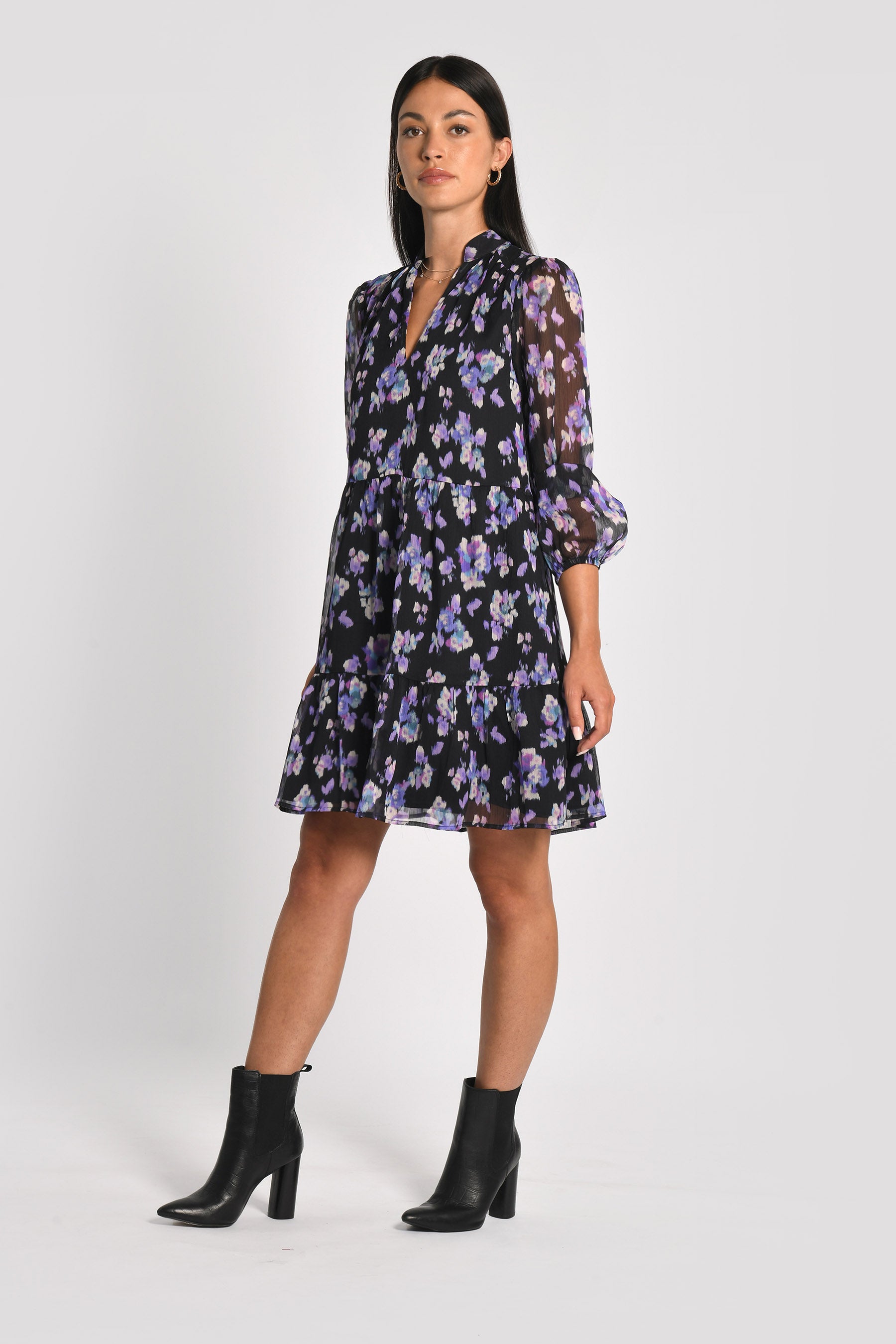 ROBE COURTE FLEURS MADISON MULTI VIOLET