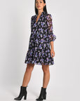 ROBE COURTE FLEURS MADISON MULTI VIOLET