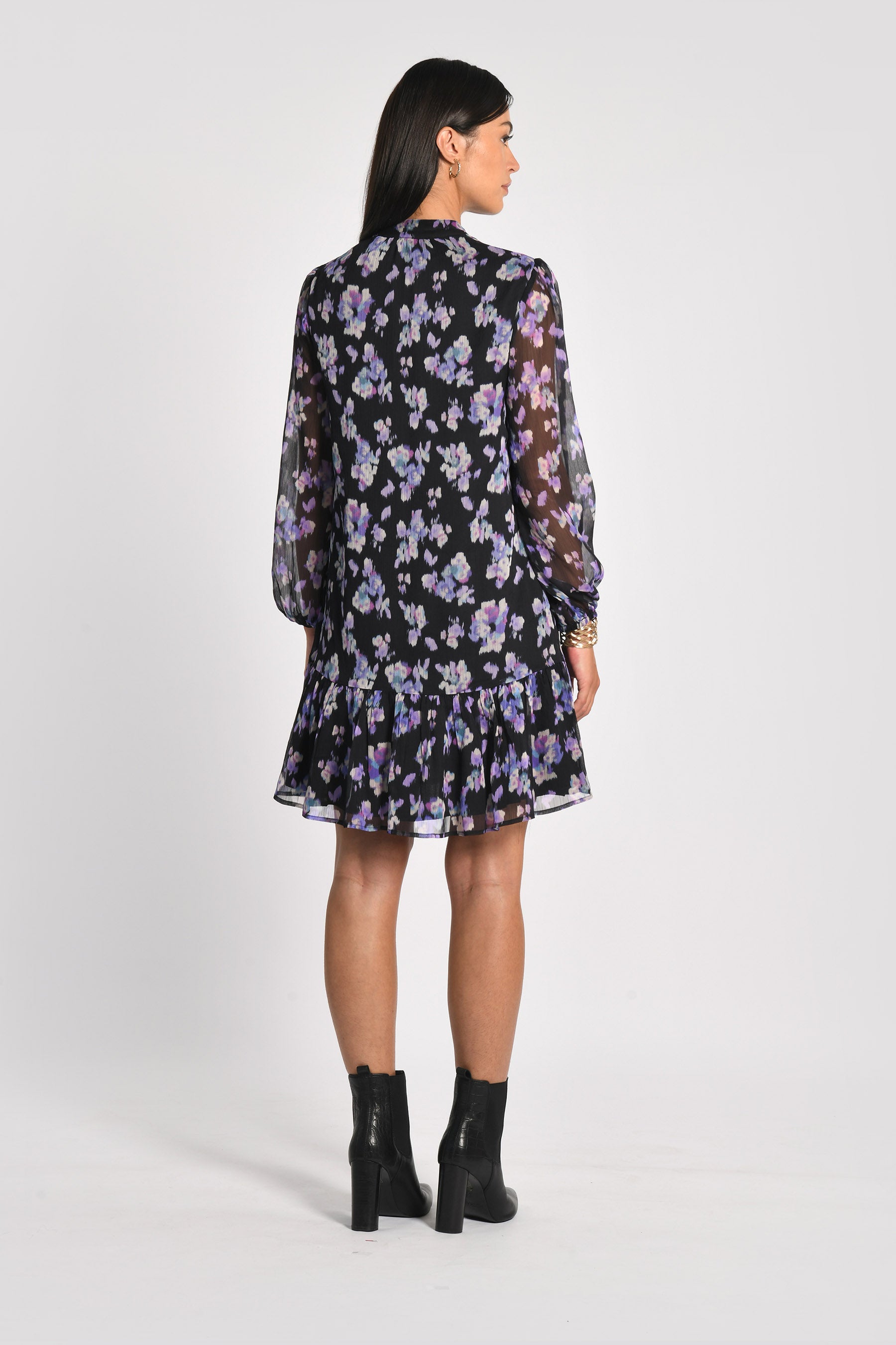 ROBE COURTE FLEURS MADISON MULTI VIOLET