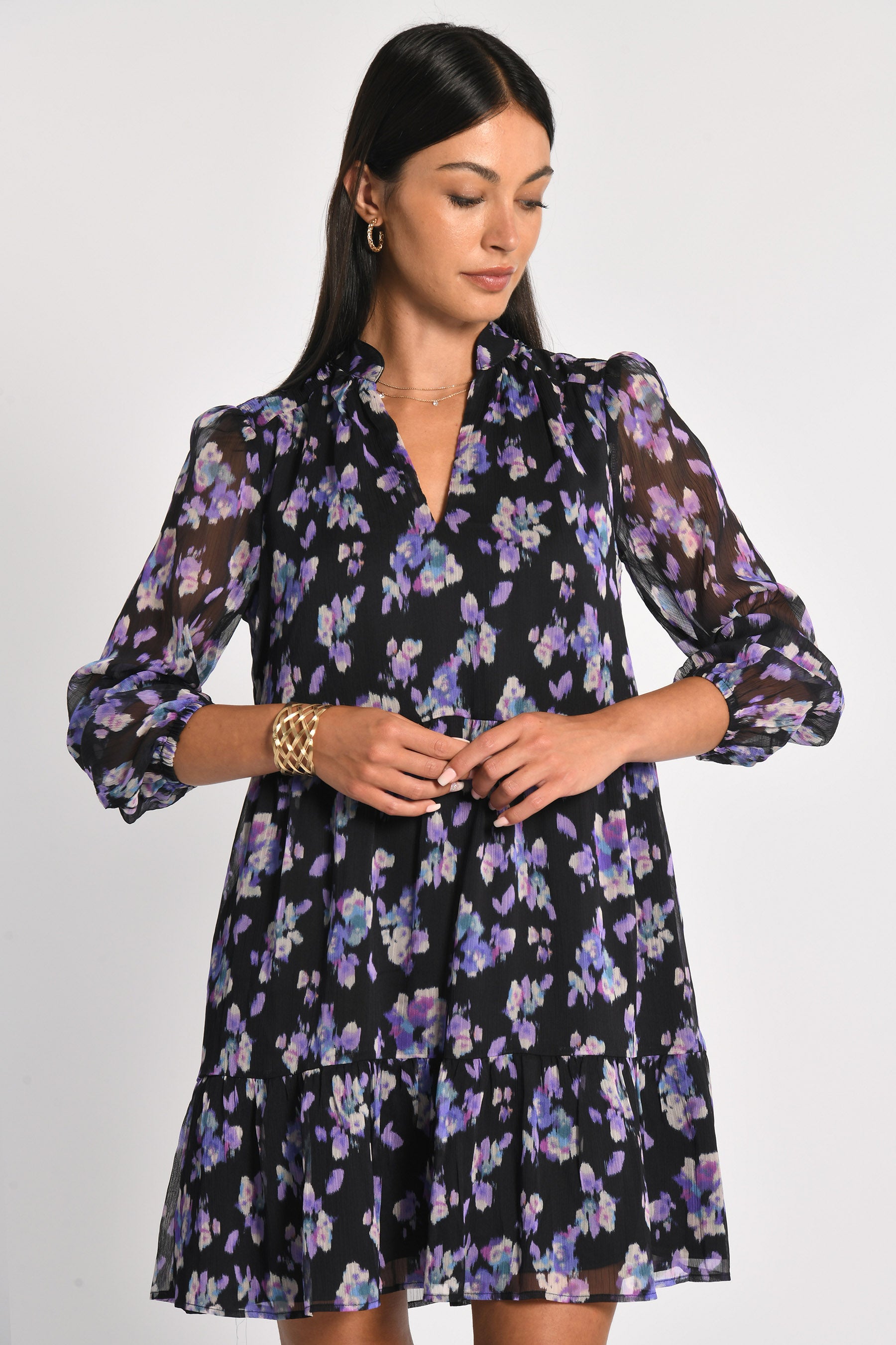 ROBE COURTE FLEURS MADISON MULTI VIOLET