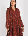 ROBE COURTE LEOPARD MINA MULTI BORDEAUX