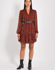 ROBE COURTE LEOPARD MINA MULTI BORDEAUX