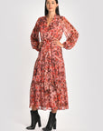 ROBE LONGUE IMPRIMÉE CONSTANCE MULTI BORDEAUX