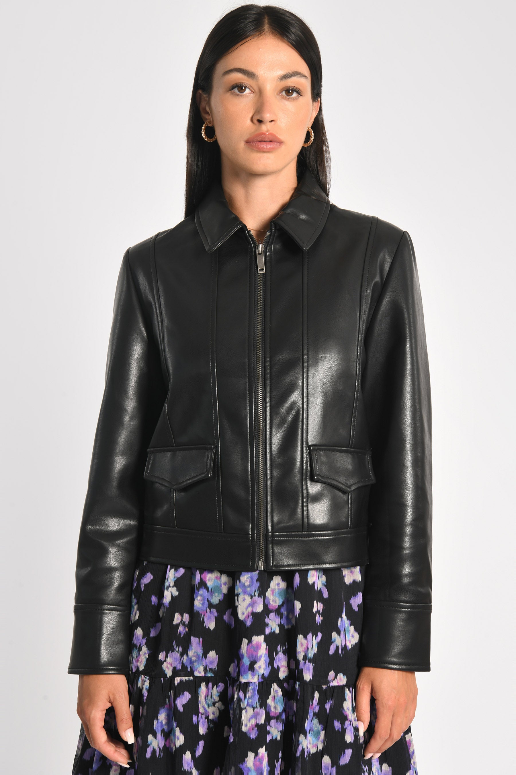 VESTE SIMILI CUIR KENDALL NOIR