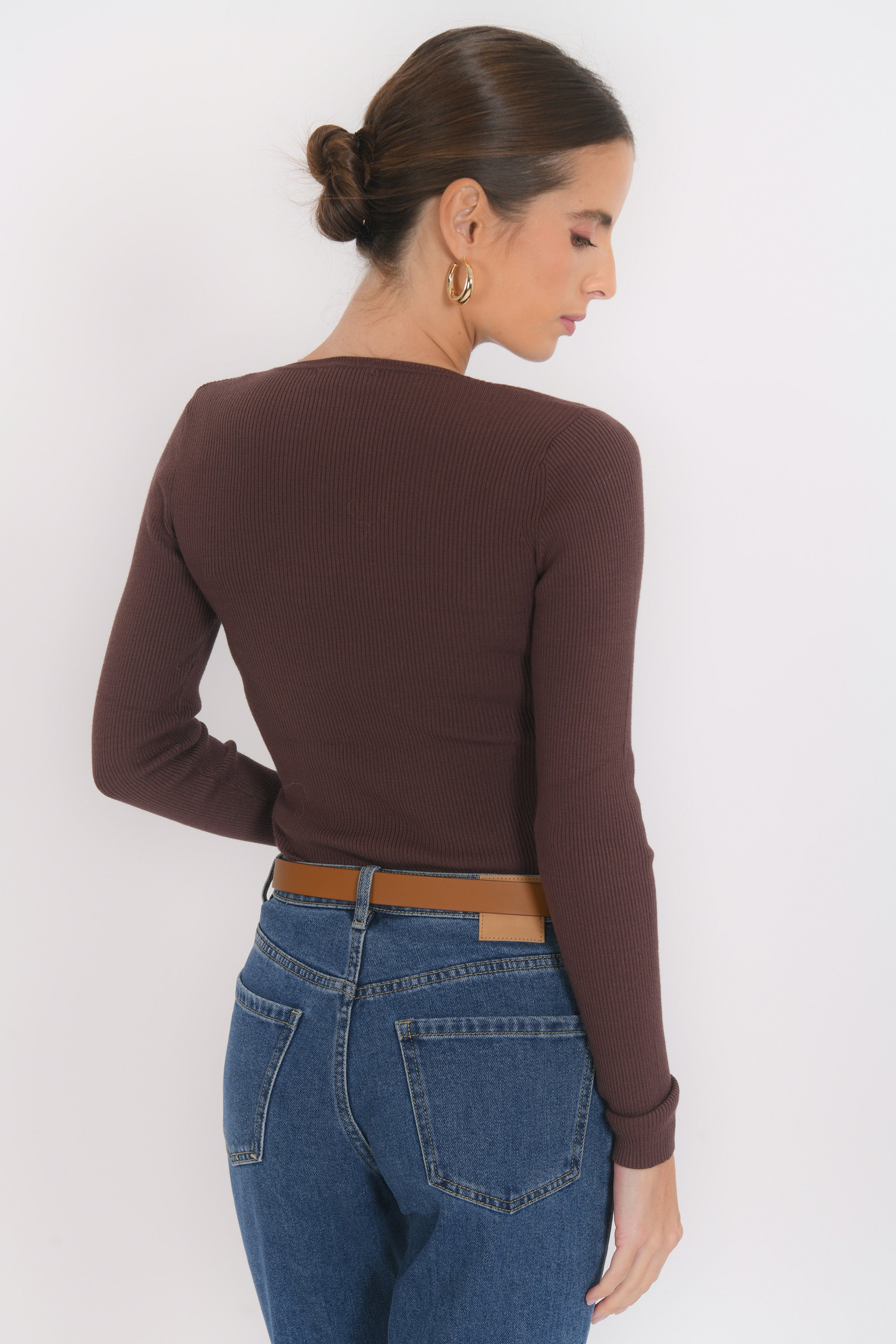 PULL COL U - BAYRON - CHOCOLAT