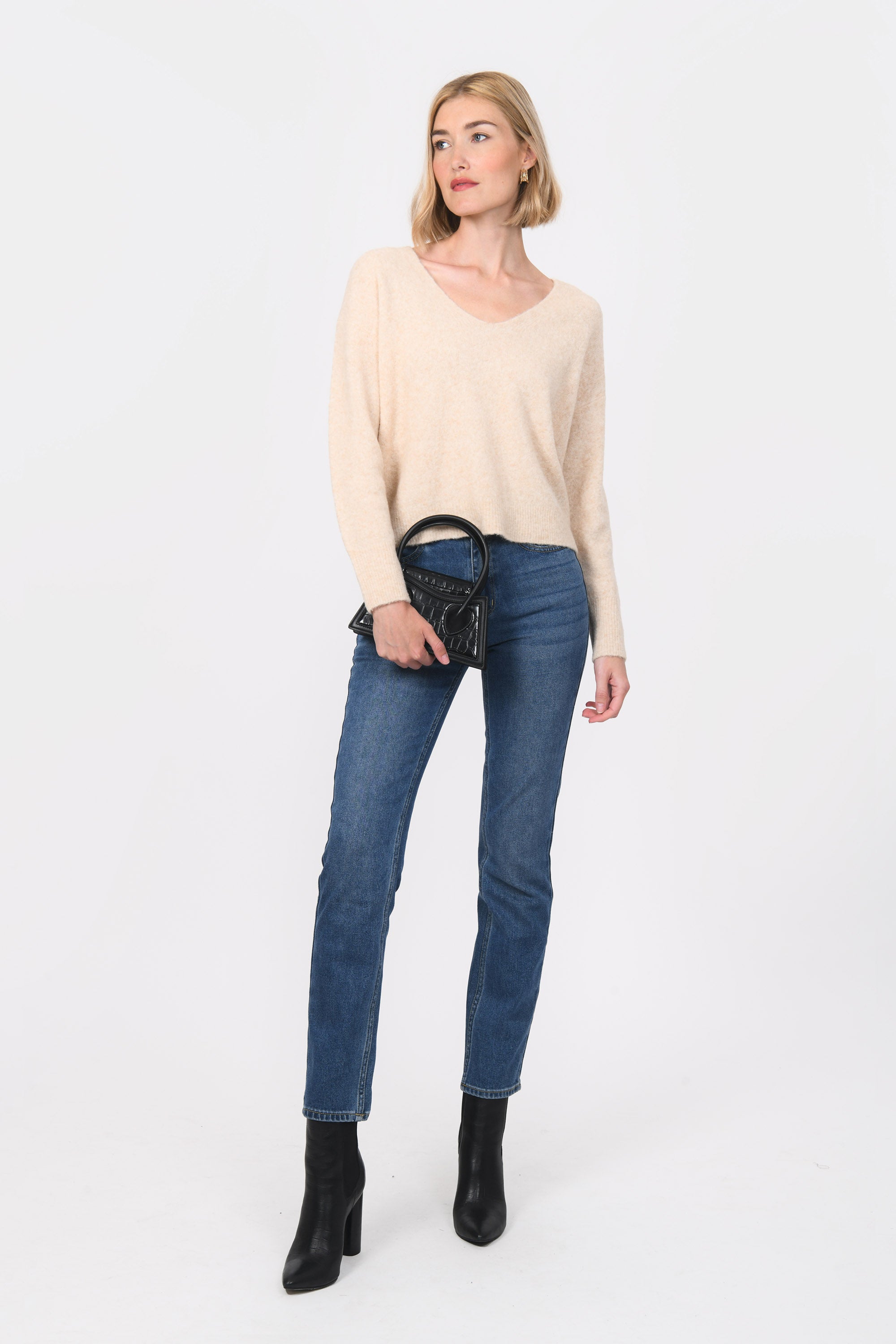 PULL COL V - BRUNO - BEIGE