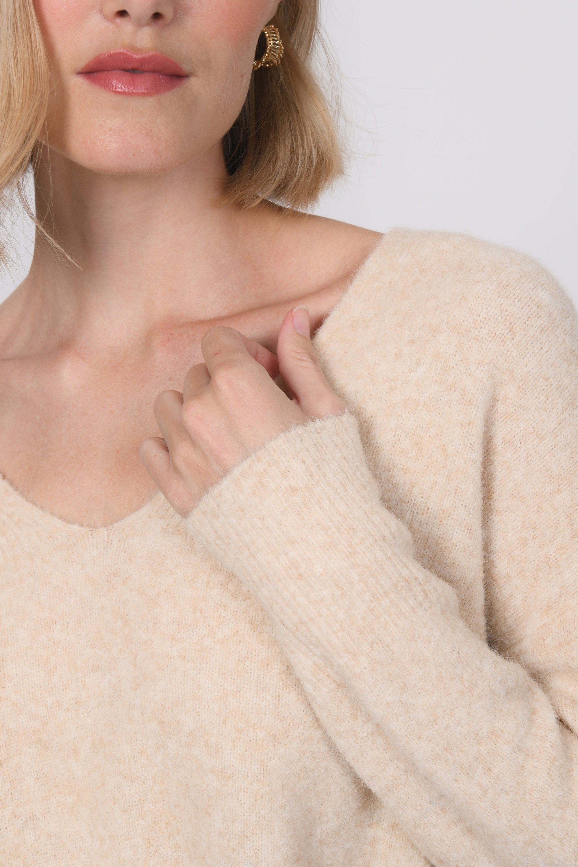 PULL COL V - BRUNO - BEIGE
