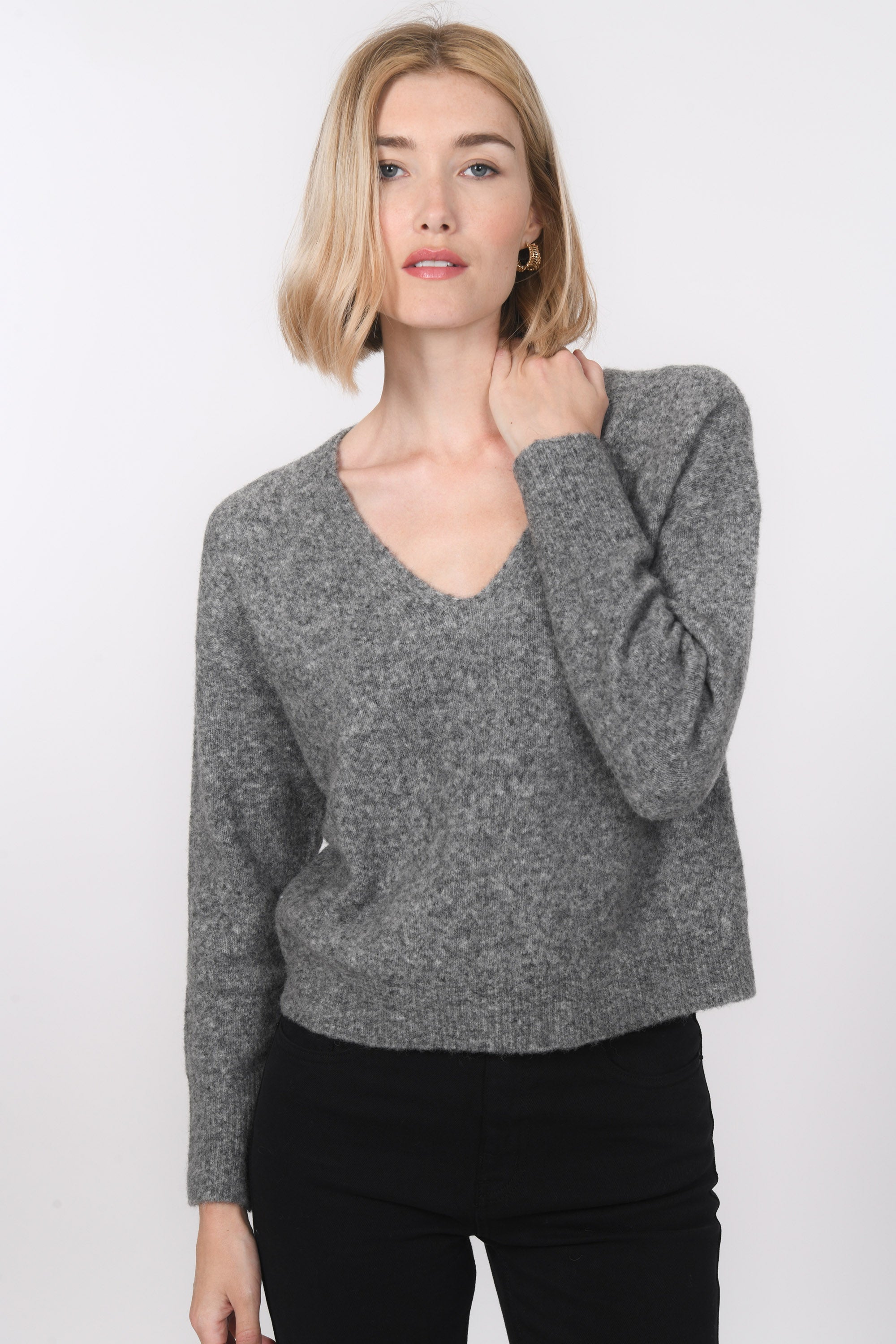 PULL COL V - BRUNO - GRIS
