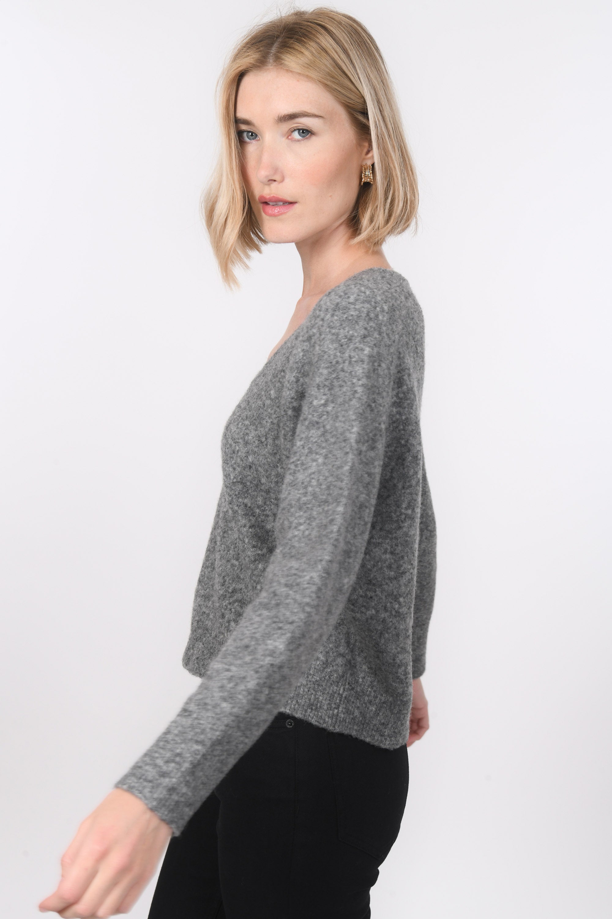 PULL COL V - BRUNO - GRIS