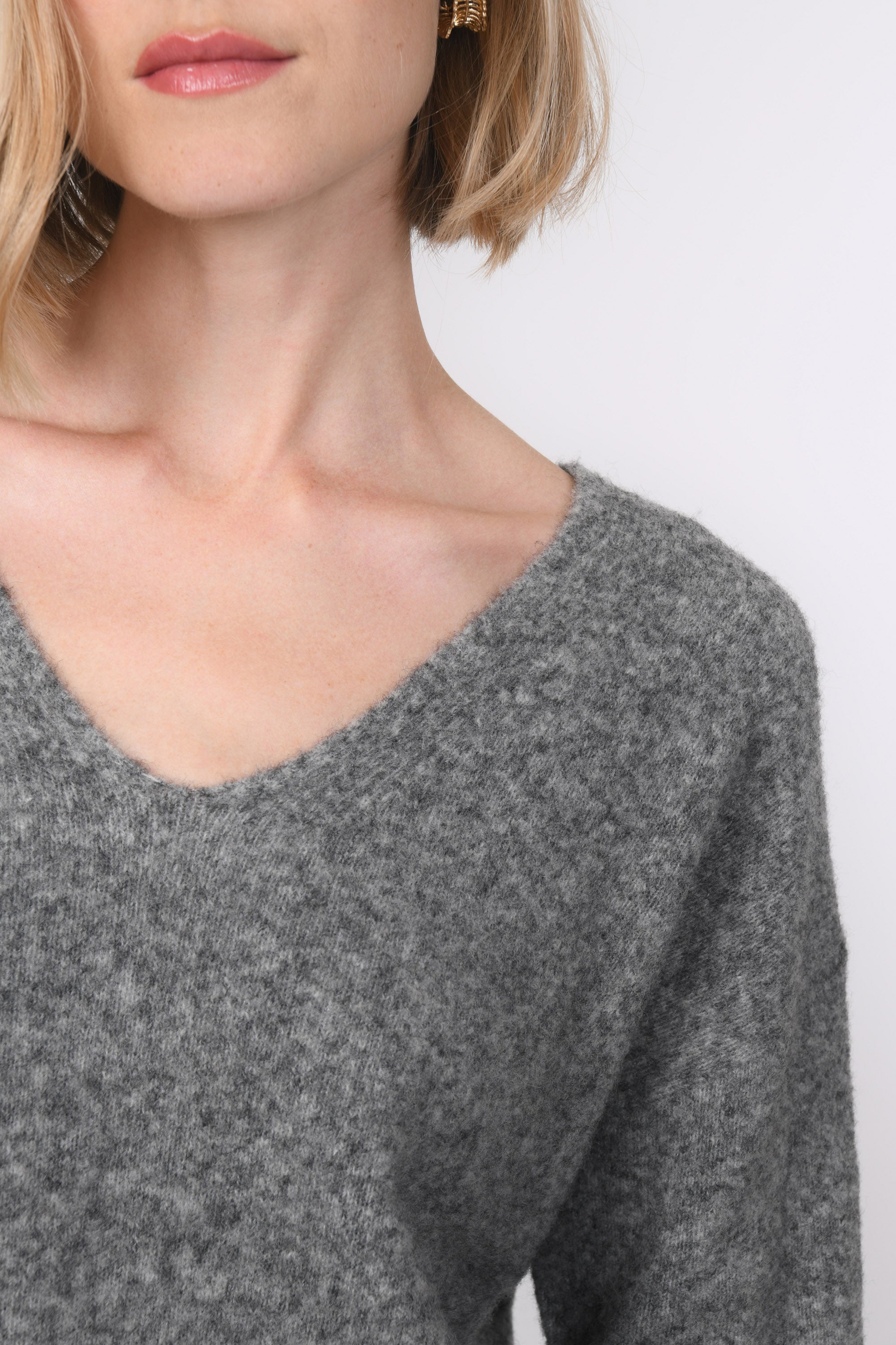 PULL COL V - BRUNO - GRIS