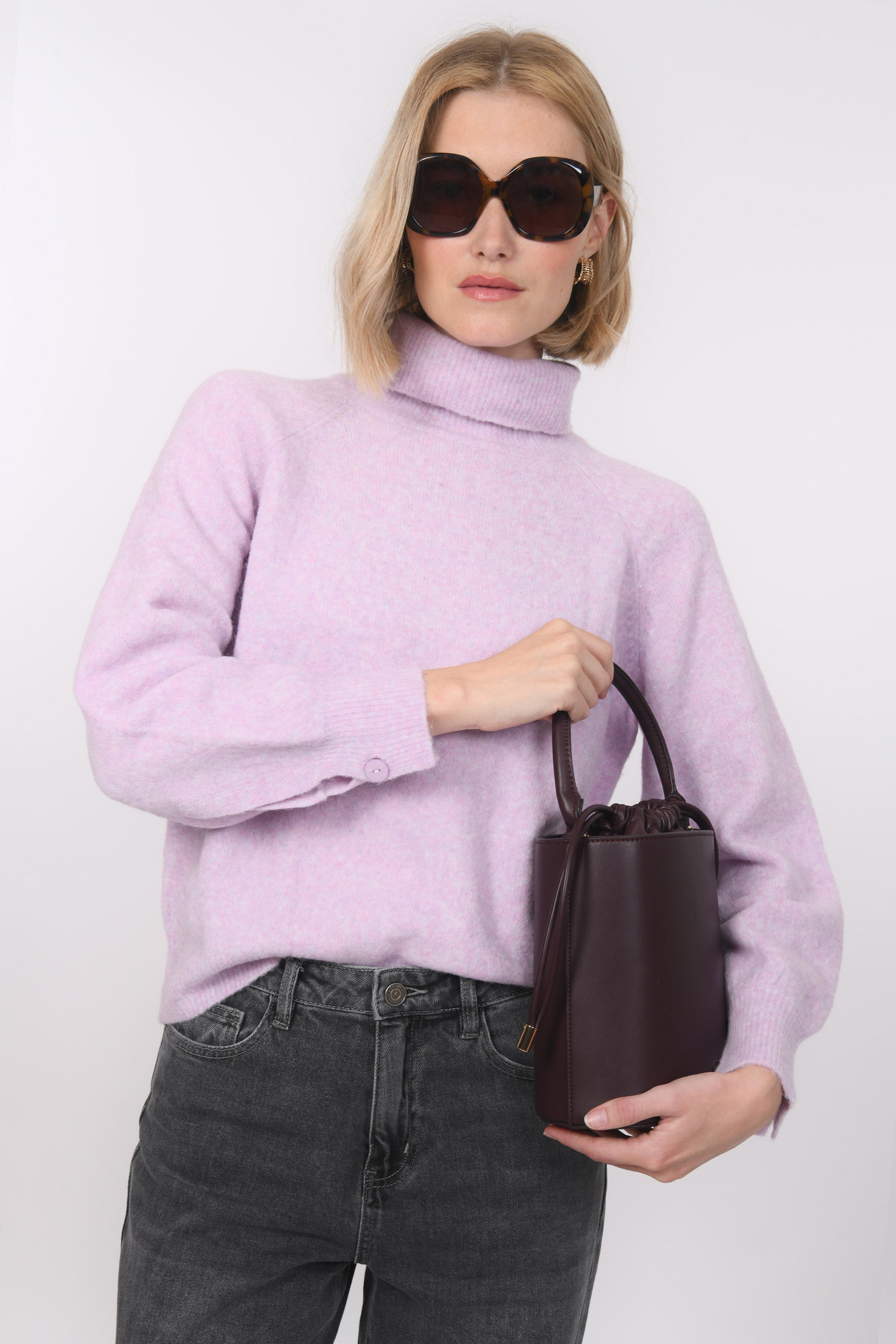 PULL COL ROULE - BRUNO - LILAS