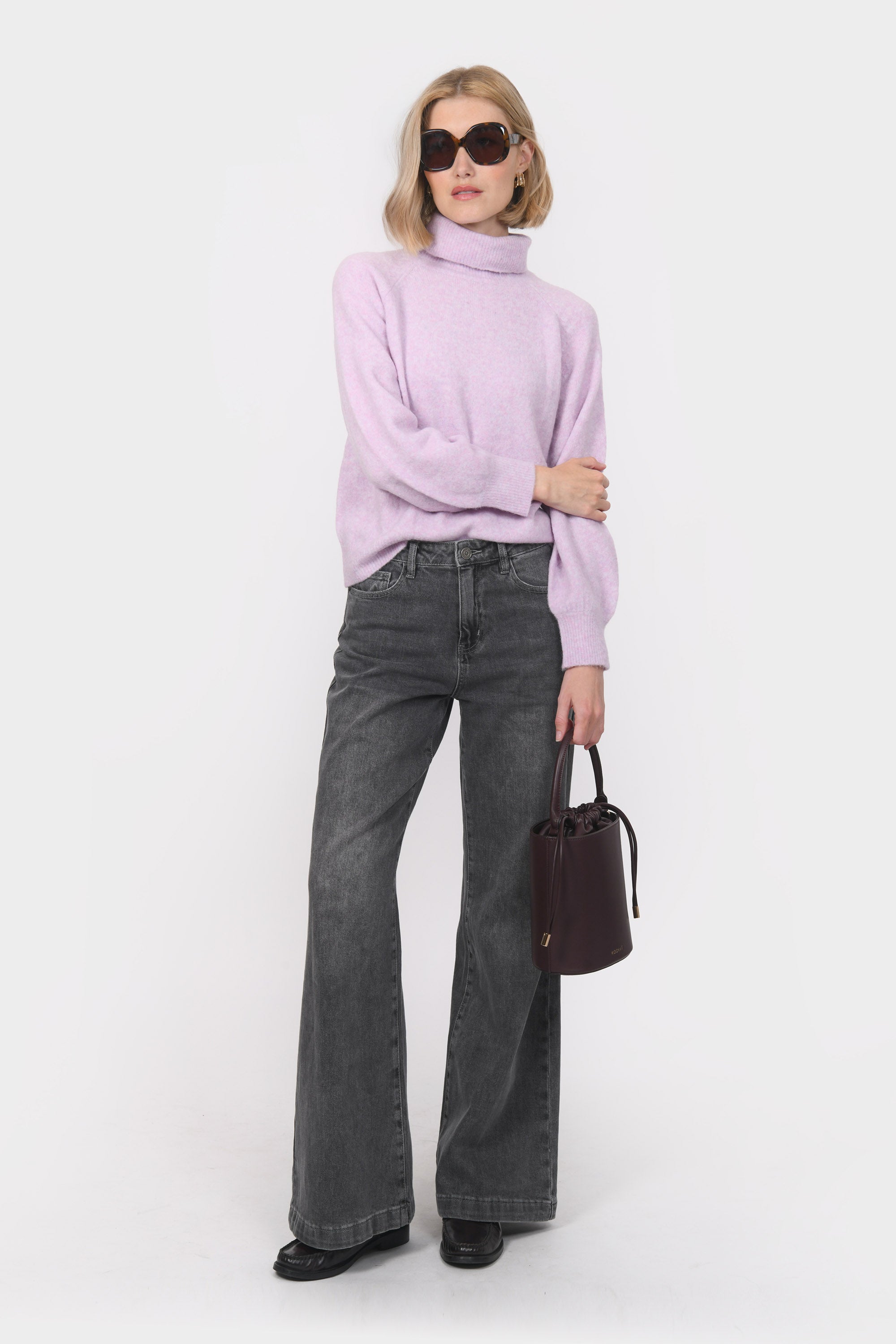 PULL COL ROULE - BRUNO - LILAS