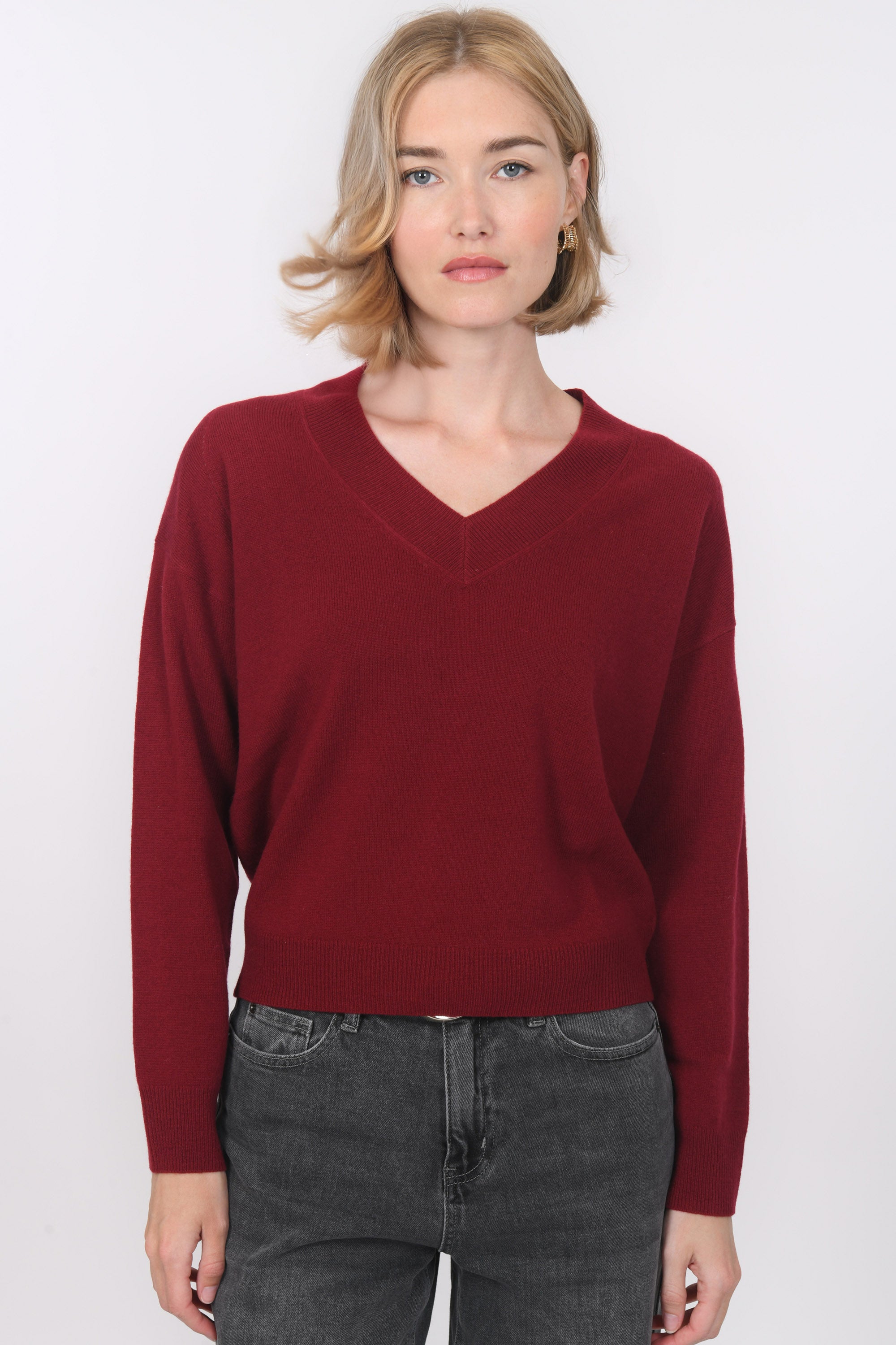 PULL COL V - B-ANITA - RHUBARBE