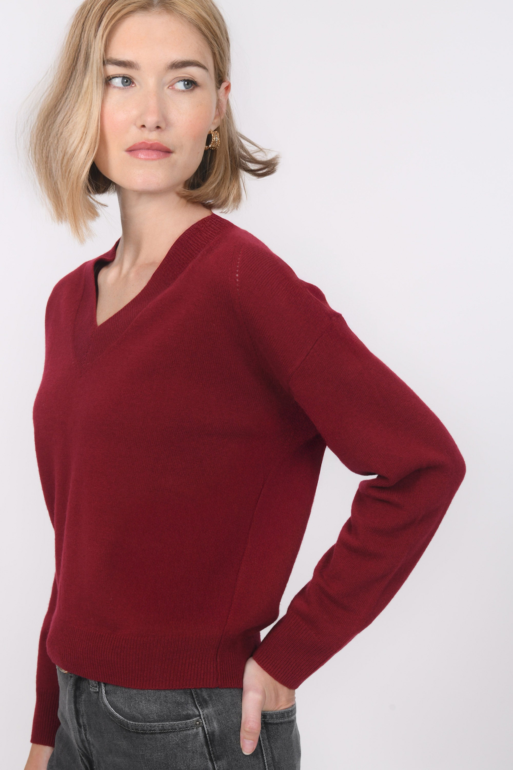 PULL COL V - B-ANITA - RHUBARBE