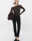 TSHIRT ASYMETRIQUE - B-ANILA - CHOCOLAT