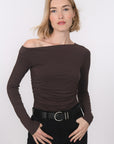 TSHIRT ASYMETRIQUE - B-ANILA - CHOCOLAT