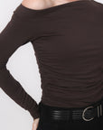 TSHIRT ASYMETRIQUE - B-ANILA - CHOCOLAT