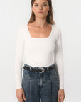 TEE-SHIRT COL CARRE - CLEMENTINE - ECRU