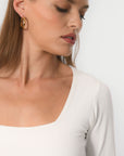 TEE-SHIRT COL CARRE - CLEMENTINE - ECRU