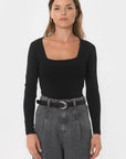 TEE-SHIRT COL CARRE - CLEMENTINE - NOIR