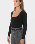 TEE-SHIRT COL CARRE - CLEMENTINE - NOIR