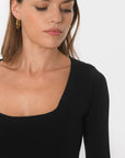 TEE-SHIRT COL CARRE - CLEMENTINE - NOIR