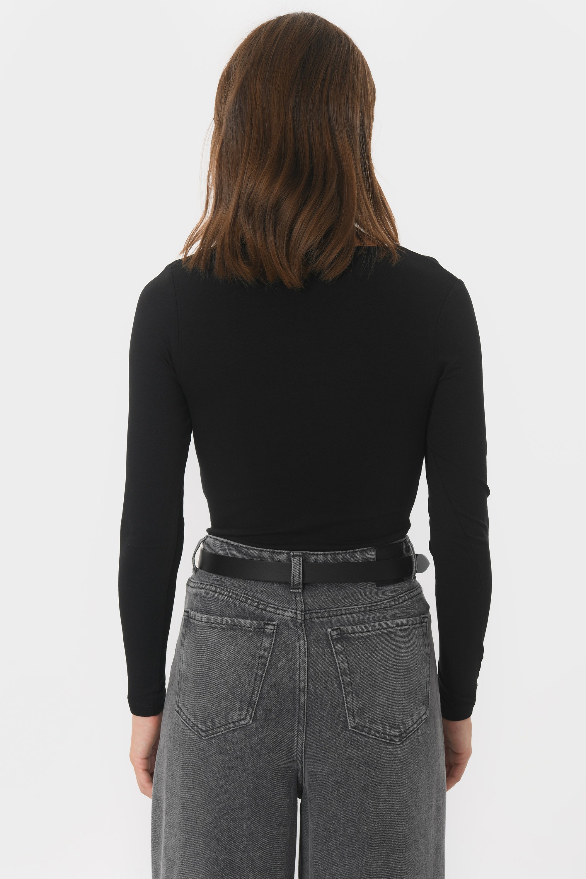 TEE-SHIRT COL CARRE - CLEMENTINE - NOIR