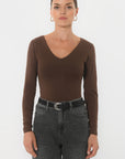 TEE-SHIRT COL V - MATHILDA - CARIBOU