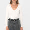 TEE-SHIRT COL V - MATHILDA - ECRU