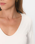 TEE-SHIRT COL V - MATHILDA - ECRU