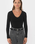 TEE-SHIRT COL V - MATHILDA - NOIR
