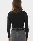 TEE-SHIRT COL V - MATHILDA - NOIR