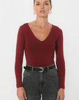 TEE-SHIRT COL V - MATHILDA - CABERNET
