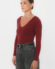 TEE-SHIRT COL V - MATHILDA - CABERNET