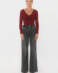 TEE-SHIRT COL V - MATHILDA - CABERNET