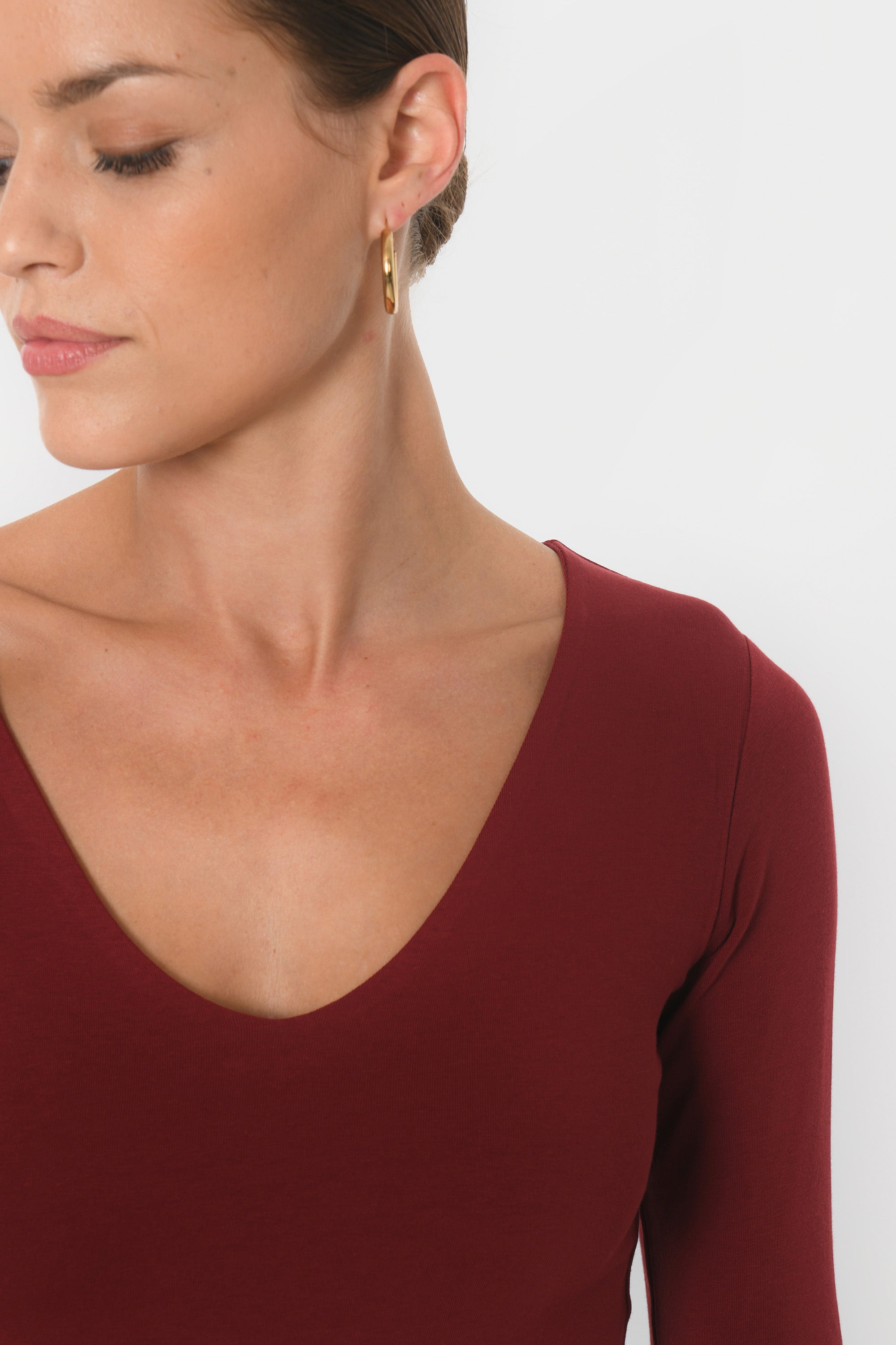 TEE-SHIRT COL V - MATHILDA - CABERNET