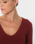 TEE-SHIRT COL V - MATHILDA - CABERNET