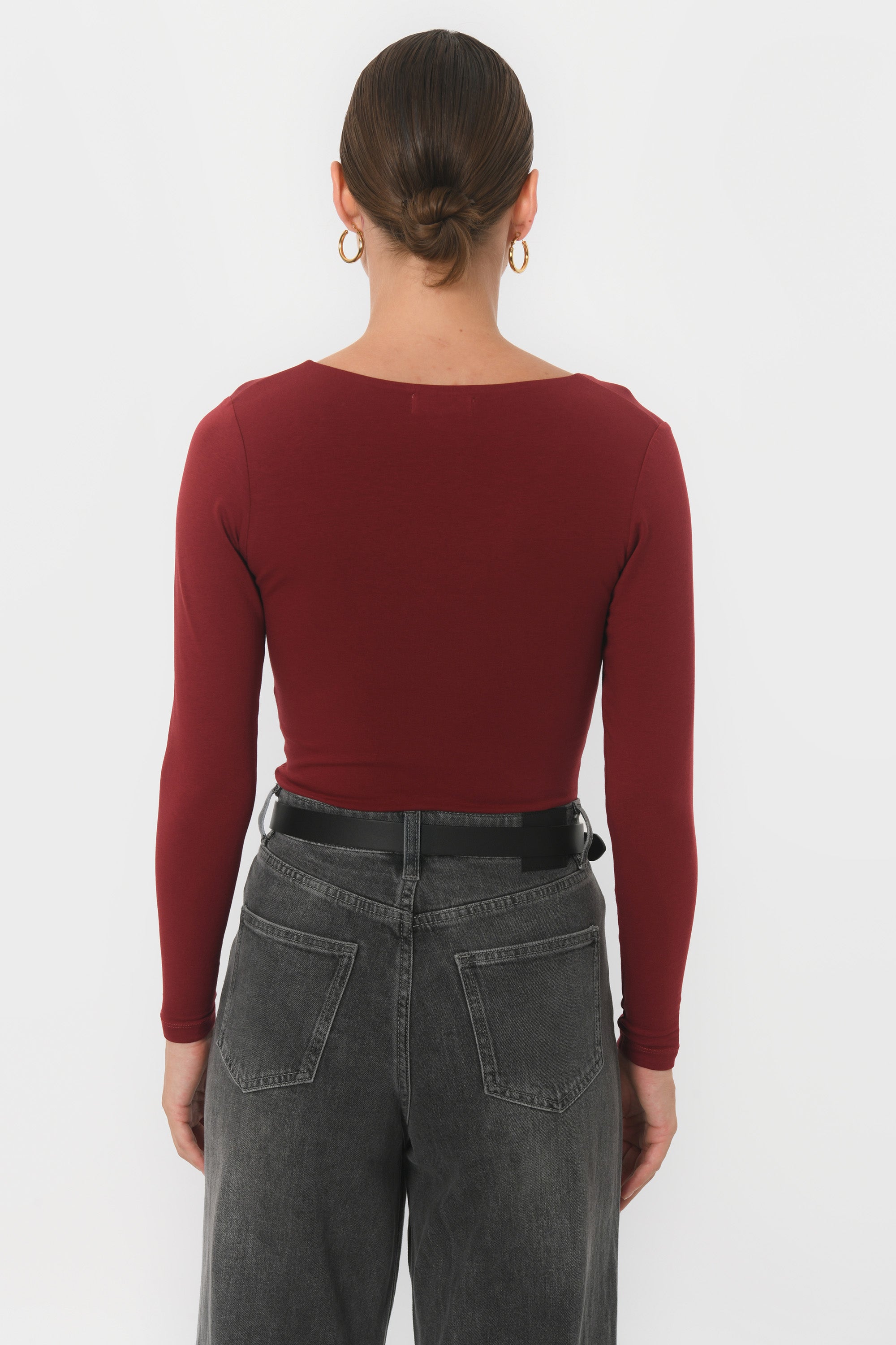TEE-SHIRT COL V - MATHILDA - CABERNET